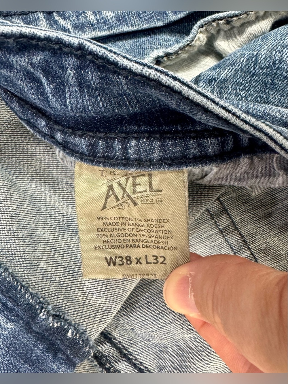 T.K. Axel Slim Boot Jeans Mens 38x31 Blue Denim Embroidery Western - Picture 6 of 12